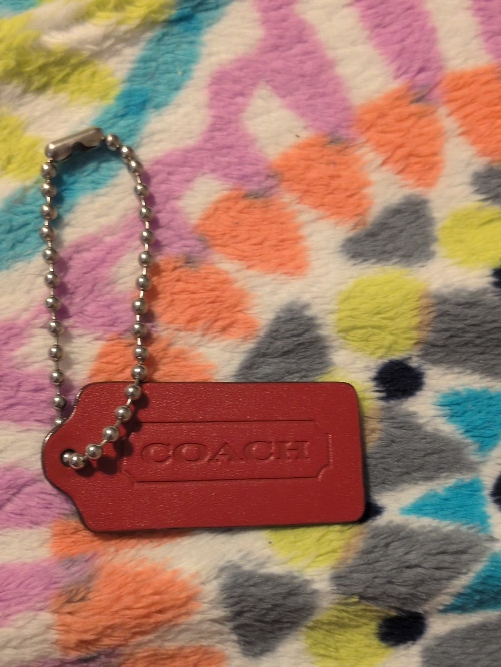 Coach Red Leather Hang Tag Key Chain